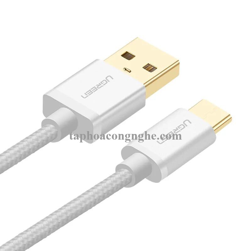Ugreen 20815 3M màu Trắng Dây USB 2.0 sang Type-C đầu nhôm dây bọc vinyl US174 30020815